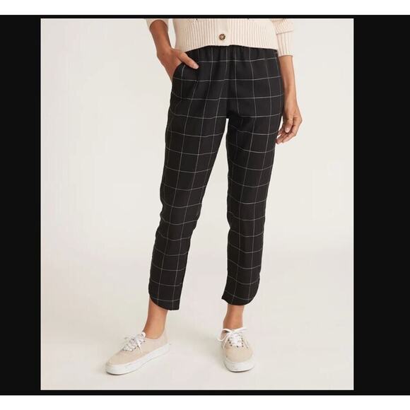 Marine Layer Size Small S Re-spun Allison Black Windowpane Plaid Print Pull On S - Picture 2 of 8